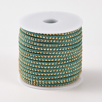 Rivet Faux Suede Cord, Faux Suede Lace, with Aluminum, Teal, 3x2mm, about 20yards/roll