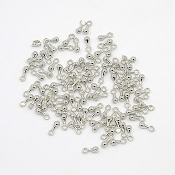Nickel Free Alloy Charms, Chain Extender Drop, Teardrop, Platinum, 7mm long, 2.5mm wide , hole: about 1.2mm