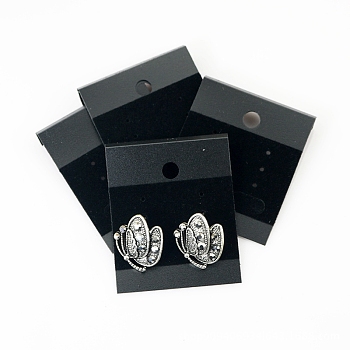 PVC Display Cards, with Velet, for Earring, Rectangle, Black, 5.2x4.3cm