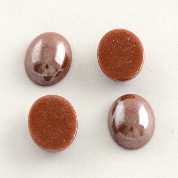 Pearlized Plated Opaque Glass Cabochons, Oval, Sienna, 13x10x5mm