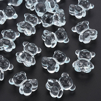 Transparent Acrylic Beads, Top Drilled Beads, Bear, Light Blue, 18.5x15.5x11mm, about 320pcs/500g