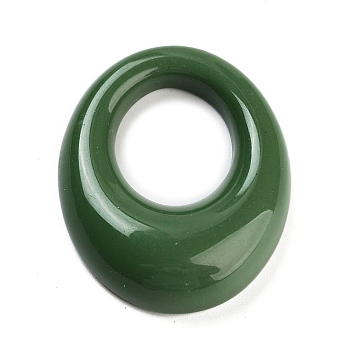 Opaque Resin Pendants, Hollow Oval Charms, Green, 35x29x8mm, Hole: 16.5x15mm