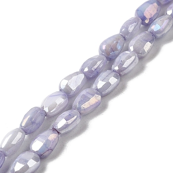 Electroplate Glass Beads Strands, Rainbow Plated, Faceted, Teardrop, Lilac, 6.5x4.5x3.5mm, Hole: 1mm, about 70pcs/strand, 17.72''(45cm)