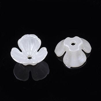 3-Petal ABS Plastic Imitation Pearl Bead Caps, Flower, Creamy White, 10.5x11x5mm, Hole: 1.5mm