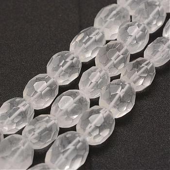 Natural Quartz Crystal Beads Strands, Rock Crystal Beads, Faceted, Oval, 11~16x14~19mm, Hole: 1mm, about 23pcs/strand, 15.3 inch(39cm)