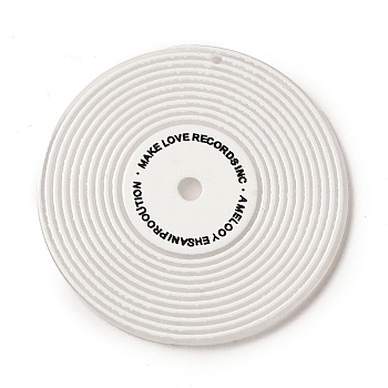 Acrylic Pendants, Vinyl Record, White, 47.5x2.5mm, Hole: 1.6mm