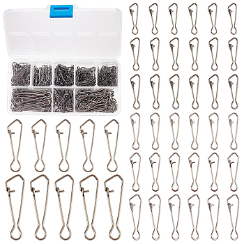 SUPERFINDINGS 400Pcs 8 Style 201 Stainless Steel Fishing Connector Quick Change Safe Lock, Freshwater Saltwater Fishing Tackle Accessories, Stainless Steel Color, 320pcs/box