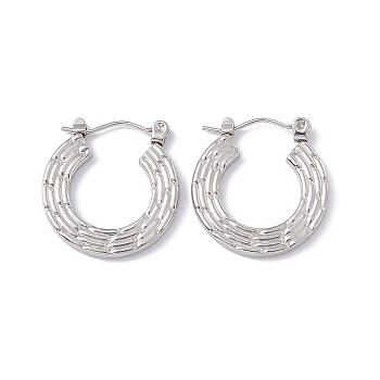 304 Stainless Steel Donut Hoop Earrings for Women, Stainless Steel Color, 21x20x2mm, Pin: 0.6mm