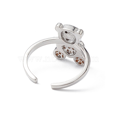 Bear Cubic Zirconia Cuff Ring(RJEW-M146-03F)-2