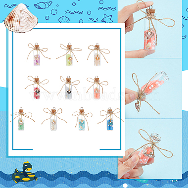 Perles lumineuses dans des décorations de pendentif de bouteille en verre(HJEW-AB00276)-4
