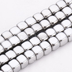 Electroplate Non-magnetic Synthetic Hematite Beads Strands, Cube, Platinum Plated, 4x4x4mm, Hole: 2mm, about 105pcs/strand, 15.7 inch(G-Q486-111D)