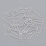 Iron Eye Pins, Double Sided Eye Pins, Silver, 15x0.40mm,Hole:1.80mm(X-IFIN-S126-01A-S)