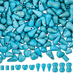 270Pcs 4 Styles Synthetic Turquoise Dyed Beads, Bone Shape Teardrop Heart Column, Turquoise, 6.5~13x4.5~8mm, Hole: 1mm(G-SC0003-87)