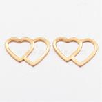 Ion Plating(IP) 304 Stainless Steel Linking Rings, Heart, Golden, 10x13.5x0.5mm(STAS-K111-01G)
