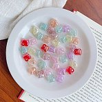 Transparent Crackle Acrylic Pendants, Heart Charms, AB Color Plating, Mixed Color, 15.5~16x14.8x9~10mm, Hole: 3~3.6x3mm, about 427pcs/500g(OACR-I013-06)