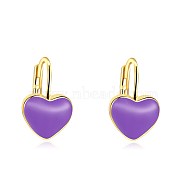 Trendy Tin Alloy Leverback Earrings, Heart, Purple, Golden, 10x9mm(EJEW-BB20929-A)
