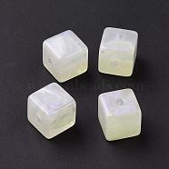 Opaque Acrylic Beads, Glitter Beads, Cube, Beige, 13x13.5x13.5mm, Hole: 3mm, 180pcs/500g(OACR-E014-18H)