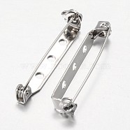 Iron Brooch Findings, Back Bar Pins, Platinum, 33x5x7mm, Hole: 2mm(E024Y)