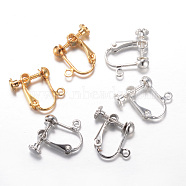 Brass Clip-on Earring Findings, Lead Free, Mixed Color, 16x16~17x5mm, Hole: 1.5mm(X-KK-G287-M-LF)