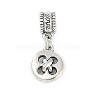 Rack Plating Brass European Dangle Charms, Button Large Hole Pendants, Lead Free & Cadmium Free, Antique Silver, 26mm, Hole: 4.5mm(KK-R200-11AS)