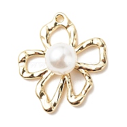 Alloy Pendants, with Imitation Pearl Acrylic Beads, Flower, Light Gold, 25x21.5x9mm, Hole: 1.5mm(X-PALLOY-JF01640-02)