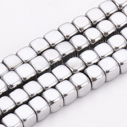 Electroplate Non-magnetic Synthetic Hematite Beads Strands, Cube, Platinum Plated, 4x4x4mm, Hole: 2mm, about 105pcs/strand, 15.7 inch(G-Q486-111D)