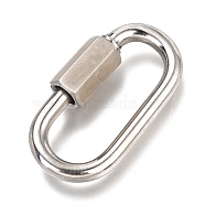 304 Stainless Steel Screw Carabiner Lock Charms, for Necklaces Making, Oval, Stainless Steel Color, 37x20x3.5mm, Inner Diameter: 30x11.5mm(STAS-H142-03P)