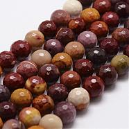 Natural Mookaite Beads Strands, Faceted, Round, 6mm, Hole: 1mm, about 61pcs/strand, 14.9 inch~15.1 inch(G-D840-30-6mm)