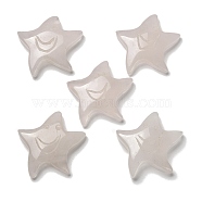 Natural Rose Quartz Carved Cabochons, Starfish with Smiling Face, 28.5~29.5x29.5~30x6.5mm(G-Q190-04B)