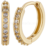 3 Pairs Brass Micro Pave Clear Cubic Zirconia Hoop Earrings, Long-Lasting Plated, Real 18K Gold Plated, 14x2mm, Pin: 1mm(EJEW-BBC0001-29)