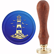Brass Wax Seal Stamp with Handle, for DIY Scrapbooking, Lighthouse Pattern, 89x30mm(AJEW-WH0184-0987)