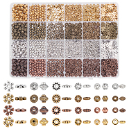 Elite 1200Pcs 24 Styles Tibetan Style Alloy Spacer Beads Sets, Bicone & Flower & Flat Round, Mixed Shapes, Mixed Color, 5~8x8x2~6.3mm, hole: 1~2.4mm, 50pcs/style(TIBEB-PH0005-07)