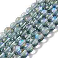 Synthetic Moonstone Beads Strands, Round, Slate Blue, 8mm, Hole: 1mm, about 48pcs/strand, 14.57''~15.35''(37~39cm)(G-E573-02B-29)