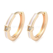 Brass Micro Pave Clear Cubic Zirconia Hoop Earrings for Women, Real 18K Gold Plated, 12.5x13.5x2.5mm(EJEW-S234-06G)