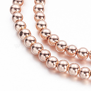 Electroplate Non-magnetic Synthetic Hematite Beads Strands, Round, Rose Gold Plated, 4.5mm, Hole: 1mm, about 98pcs/strand, 15.7 inch(G-A170-04D-RG)