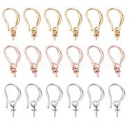9 Pairs 3 Colors Brass Earring Hooks, for Half Drilled Beads, Mixed Color, 20x2.7mm, 20 Gauge, Pin: 0.8mm, Bail: 6x2.7mm, 21 Gauge, Pin: 0.7mm, 3 colors, 3pairs/color, 9pairs/box(KK-ZZ0001-02)