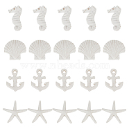 40cs 4 Style Resin Display Decorations, Ocean Theme, Sea Horse, Starfish, Anchor & Shell Shape, White, 28~34.5x18~34x4.5~6mm, 10pcs/style(AJEW-GF0005-28)