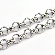304 Stainless Steel Rolo Chains, Belcher Chains, Unwelded, Stainless Steel Color, 12x4mm(CHS-L001-28-12mm)