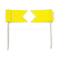 Plastic Map Pins, Drawing Push Pins, Flag Thumbtack, Office & School Supplies, with Steel Pins, Yellow, Flag: 18x11mm, Pin: 23mm(AJEW-WH0013-02G)