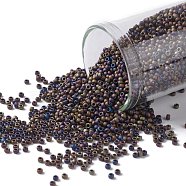 TOHO Round Seed Beads, Japanese Seed Beads, (615) Matte Color Iris Purple, 15/0, 1.5mm, Hole: 0.7mm, about 3000pcs/bottle, 10g/bottle(SEED-JPTR15-0615)