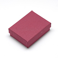 Cardboard Jewelry Set Box, for Ring, Necklace, Rectangle, FireBrick, 9x7x3cm(CBOX-R036-13A)