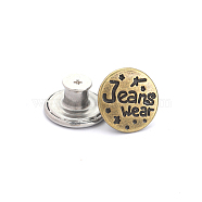 Alloy Button Pins for Jeans, Nautical Buttons, Garment Accessories, Round with Word, Antique Bronze, 17mm(PURS-PW0009-01I-01AB)