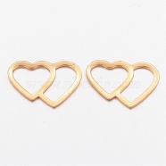 Ion Plating(IP) 304 Stainless Steel Linking Rings, Heart, Golden, 10x13.5x0.5mm(STAS-K111-01G)