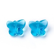 Transparent Glass Beads, Faceted, Butterfly, Deep Sky Blue, 12x15x8mm, Hole: 1.5mm(GLAA-P037-02-25)