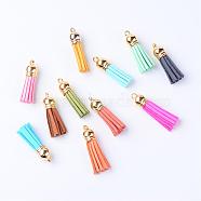 Faux Suede Tassel Pendant Decorations, with CCB Plastic Cord Ends, Mixed Color, 35~37x10mm, Hole: 2.5~3mm(FIND-T002-B)