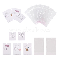 Cardboard Jewelry Display Cards, for Hanging Earring Display, Rectangle with Women Pattern, Women Pattern, Display Cards: 100pcs/box(DIY-LS0003-91)