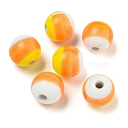 Halloween Series Wood European Beads, Round, Yellow, 15x16x16mm, Hole: 4.5mm(WOOD-U002-01A)