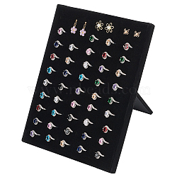 50-Slot Wood Covered with Velvet Ring Display Frame, Jewelry Organizer Holder for Rings, Rectangle, Black, 20.3x19.5x22.5cm(RDIS-WH0009-028)