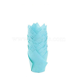 Tulip Paper Cupcake Baking Cups, Greaseproof Muffin Liners Holders Baking Wrappers, Cyan, 50x80mm(BAKE-PW0008-49G)