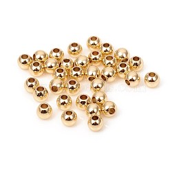 Brass Solid Beads, Long-Lasting Plated, Rondelle, Golden, 4x3.5mm, Hole: 1.6mm(KK-WH0034-02C-G)